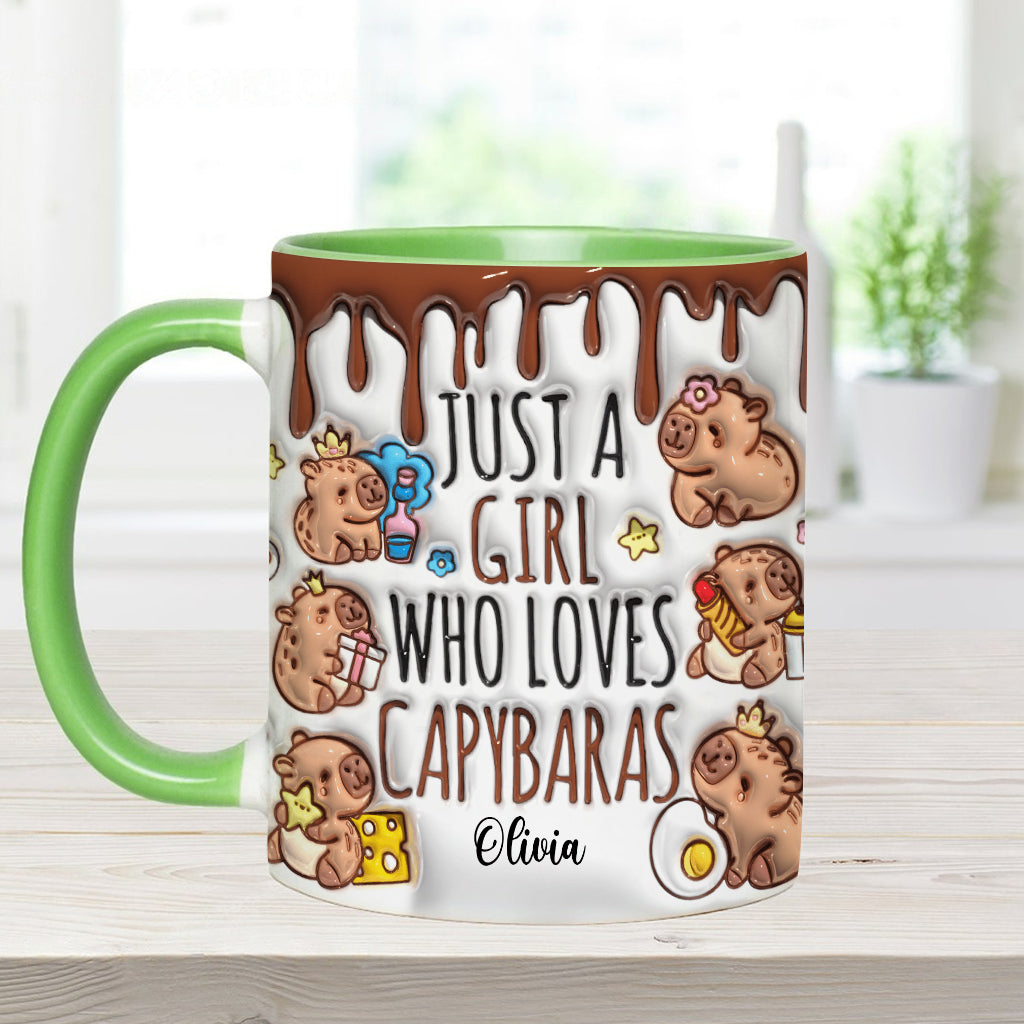 Mug personnalisé « Juste une fille qui adore les capybaras »