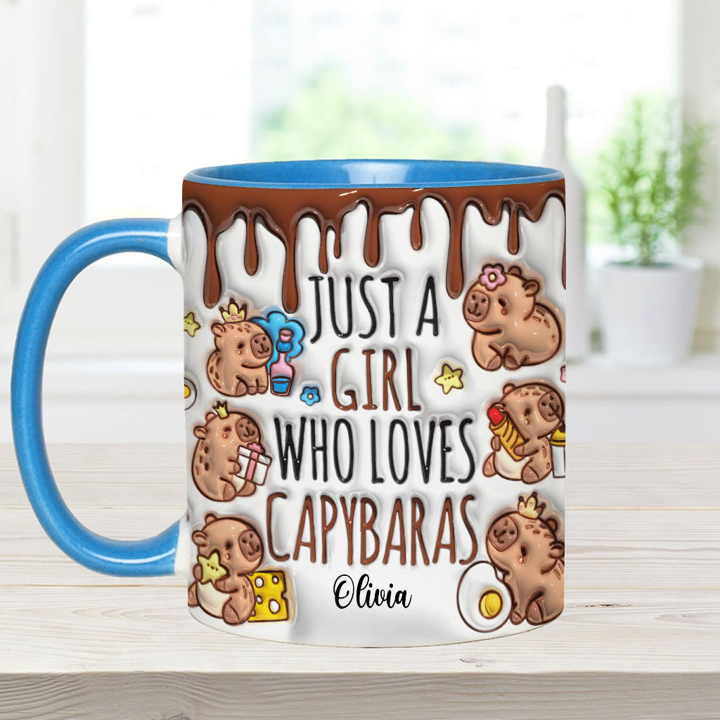 Mug personnalisé « Juste une fille qui adore les capybaras »