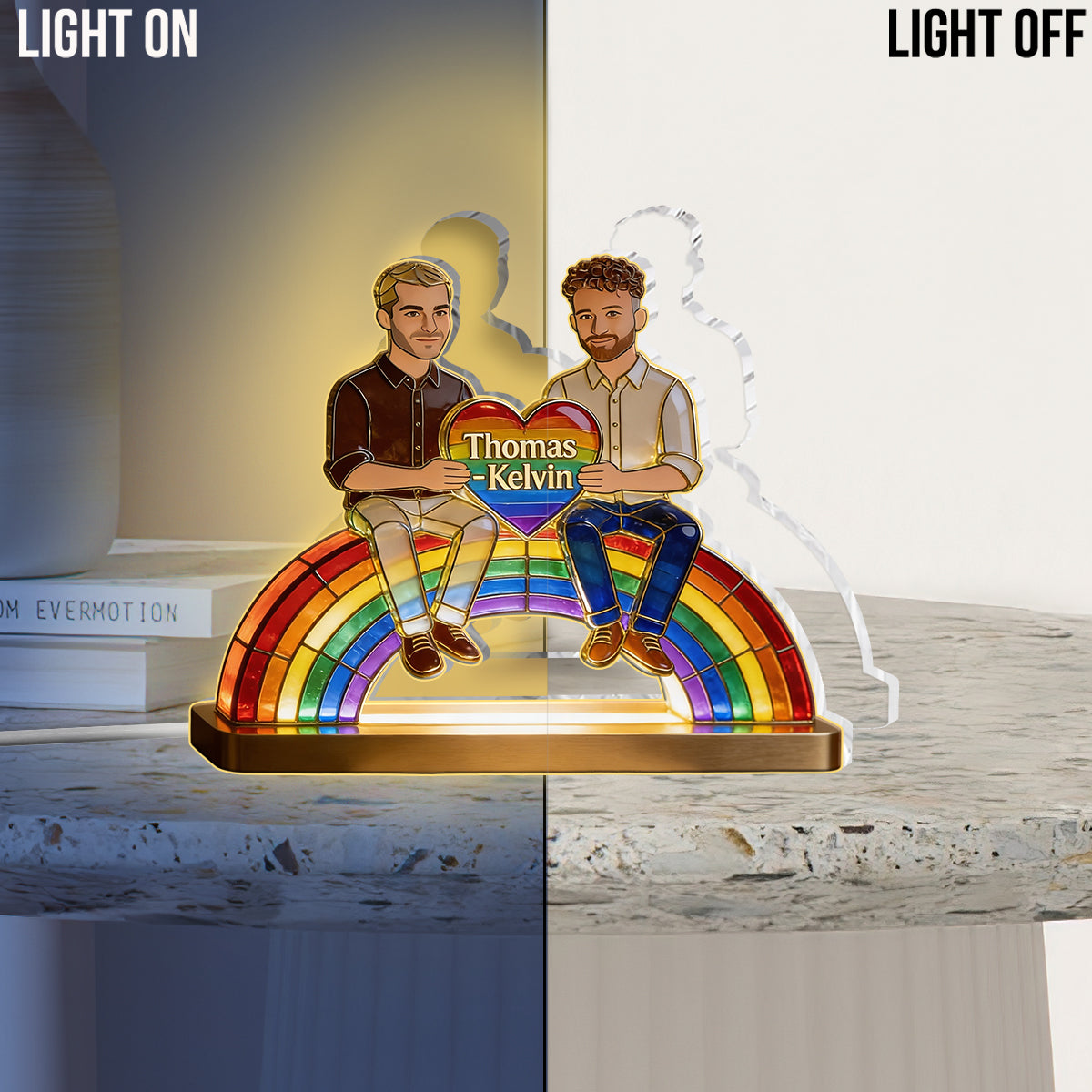 L'amour est l'amour - Lampe de nuit LED acrylique personnalisée LGBT