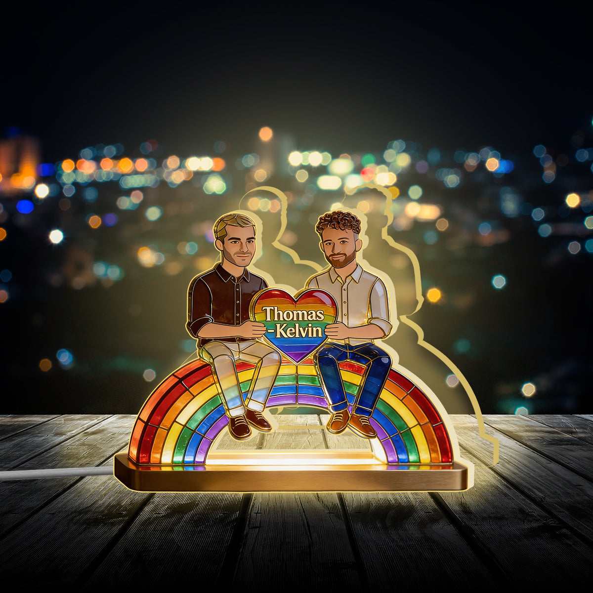 L'amour est l'amour - Lampe de nuit LED acrylique personnalisée LGBT