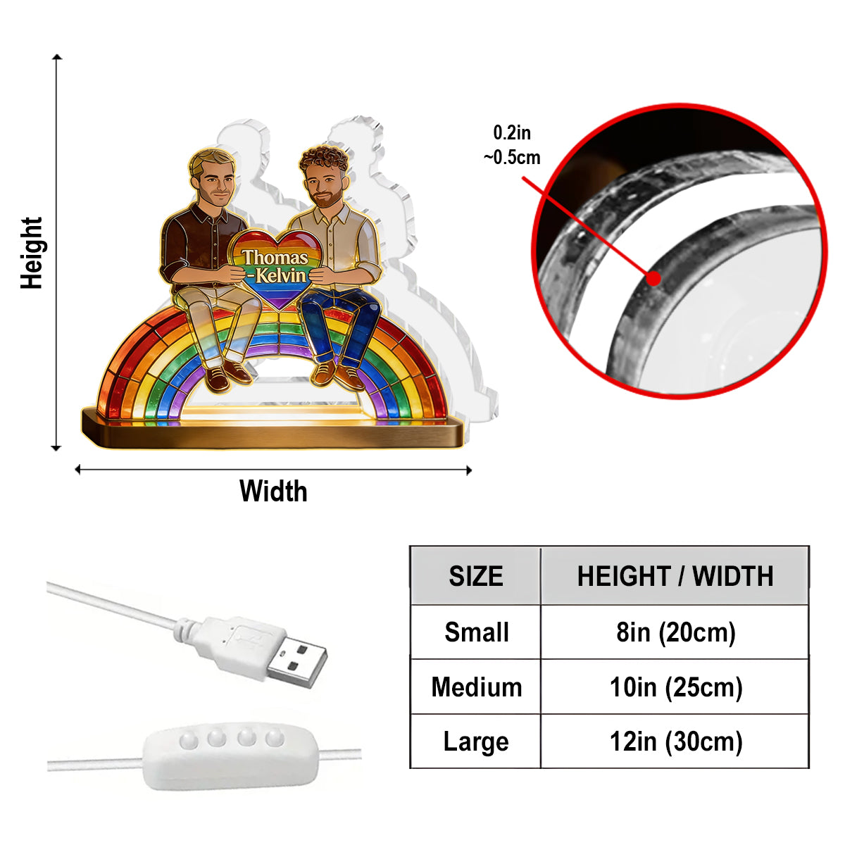L'amour est l'amour - Lampe de nuit LED acrylique personnalisée LGBT