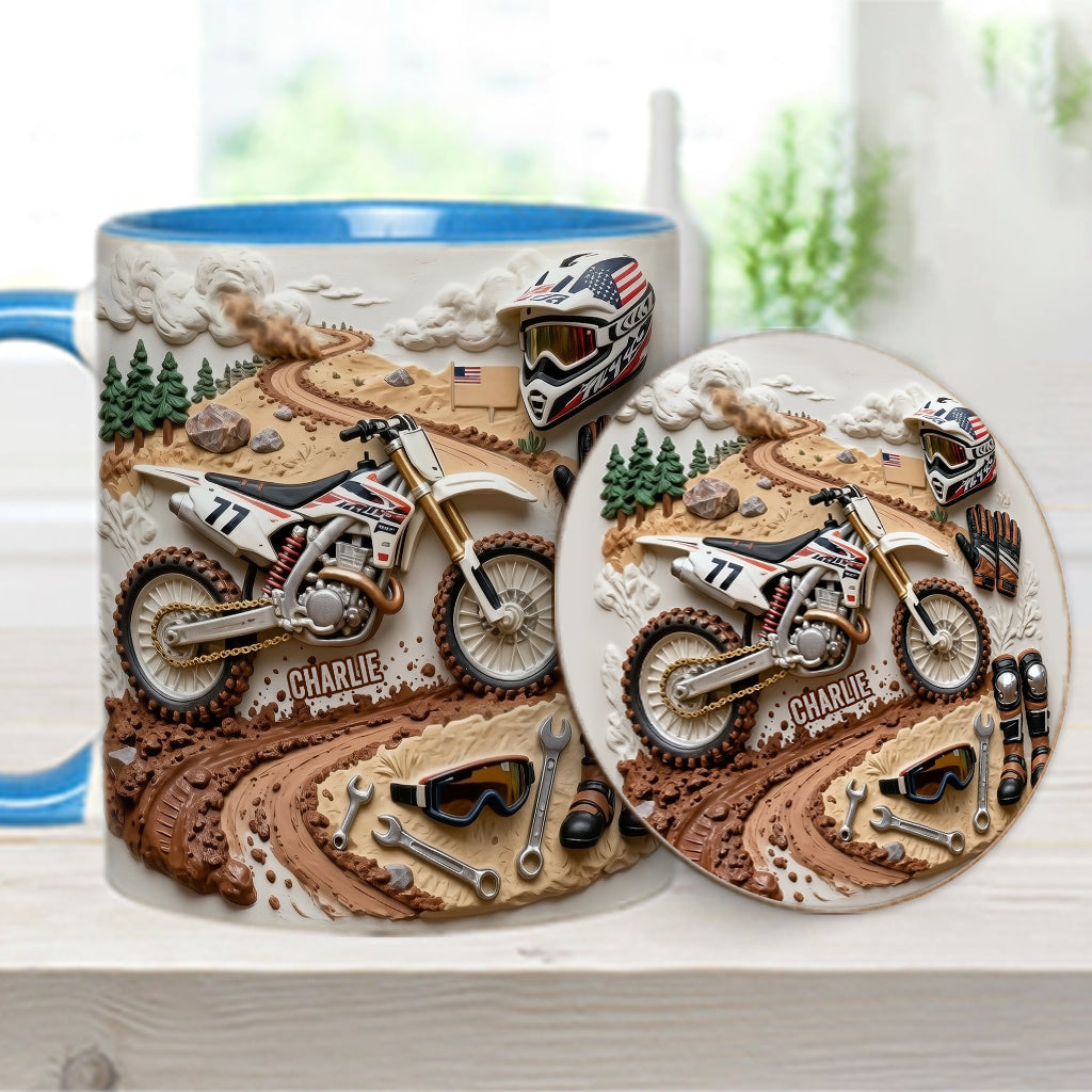 Cooles Dirtbike, Motocross – Personalisierter Dirtbike-Becher & Untersetzer