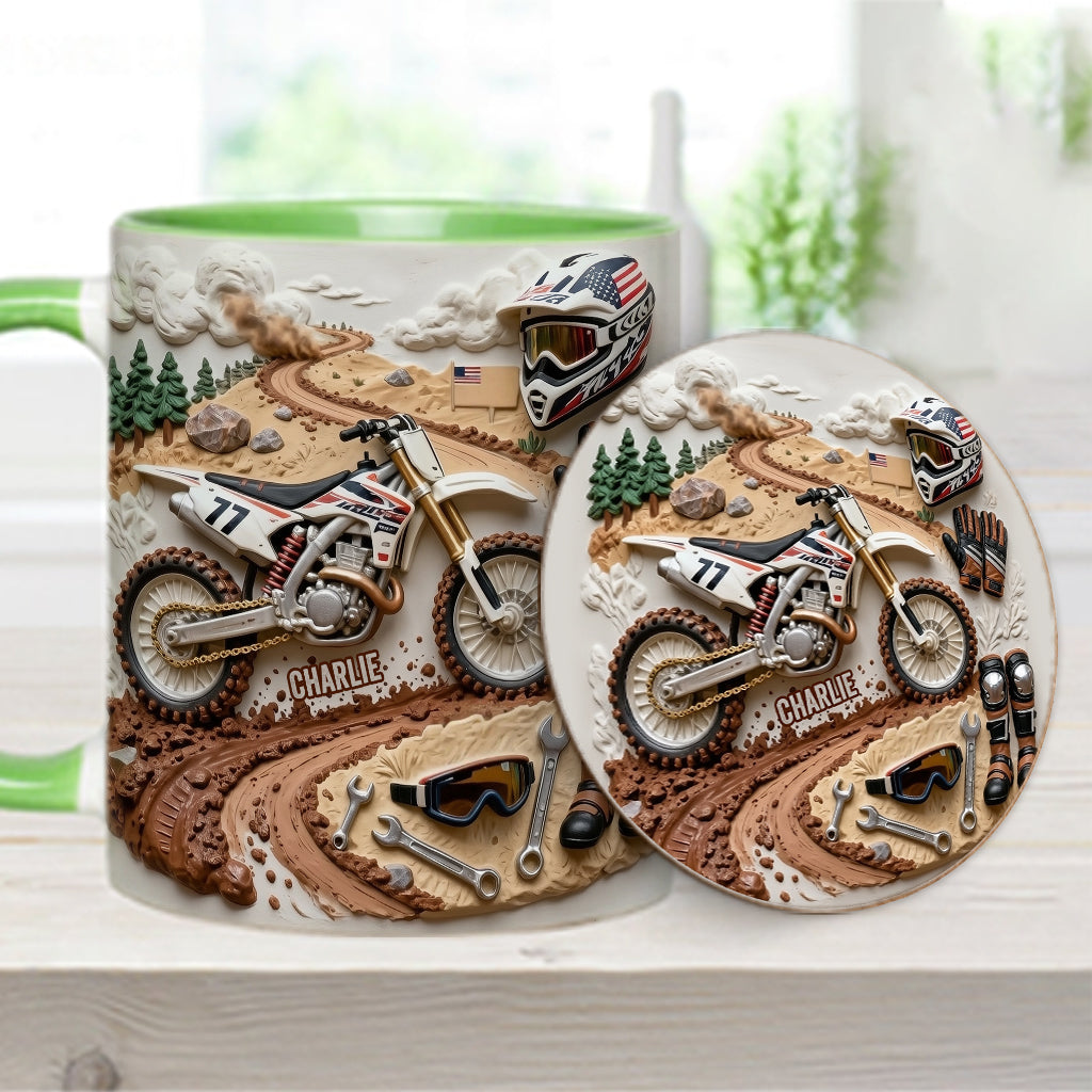 Cooles Dirtbike, Motocross – Personalisierter Dirtbike-Becher & Untersetzer