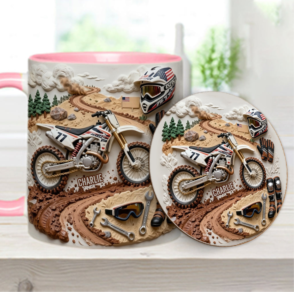 Cooles Dirtbike, Motocross – Personalisierter Dirtbike-Becher & Untersetzer