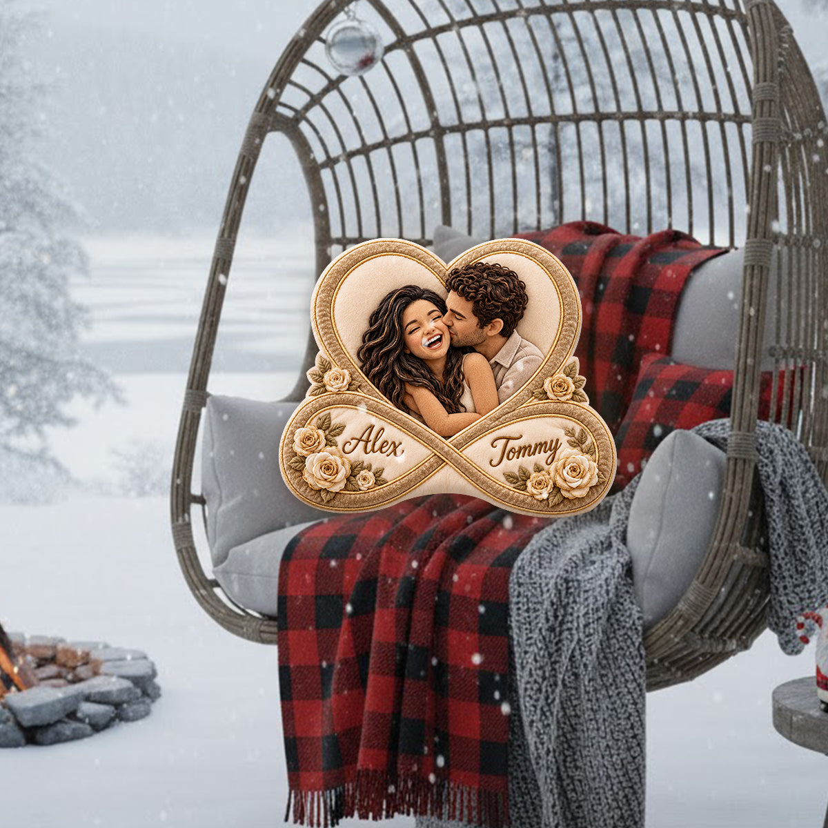 I Love You For Infinity Couple Gift - Personalized Couple Premium Faux Fur Pillow