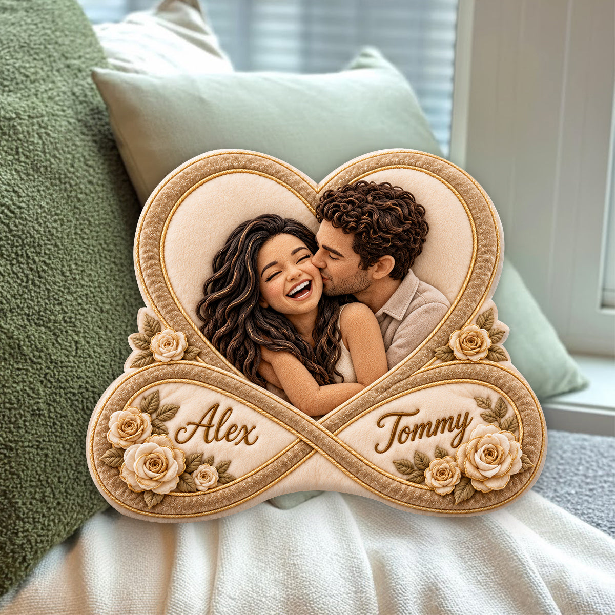 I Love You For Infinity Couple Gift - Personalized Couple Premium Faux Fur Pillow