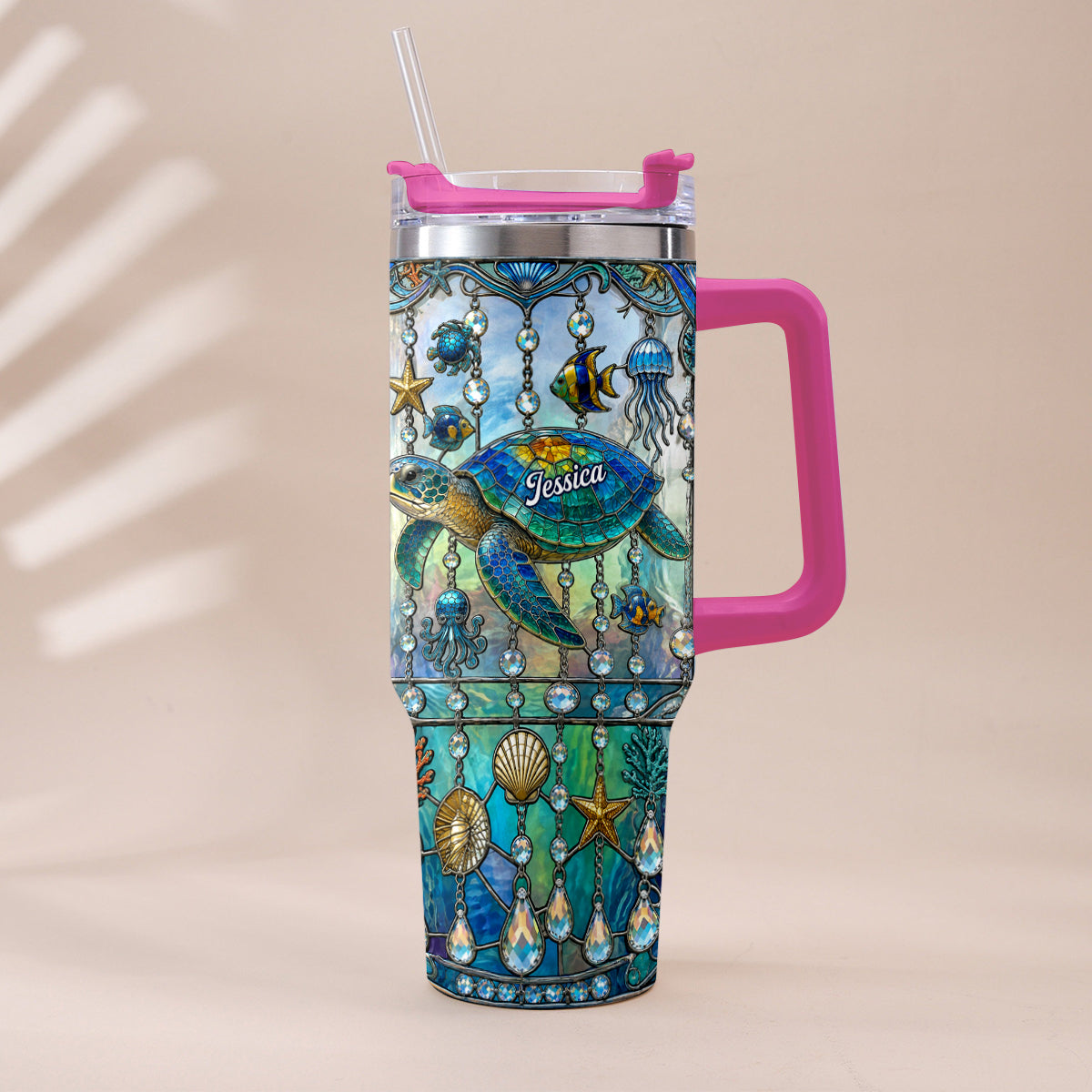 Ozean-Schildkröte - Personalisierbarer Schildkrötenbecher mit Griff
