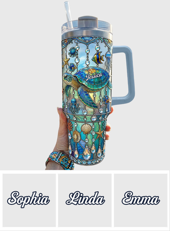 Ozean-Schildkröte - Personalisierbarer Schildkrötenbecher mit Griff