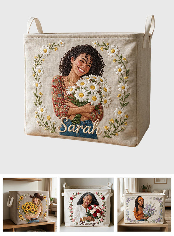 Blooming Flower, Birth Month Flower - Personalized Self Love Rectangle Storage Basket