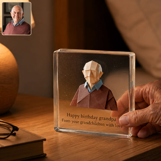 Cadeau d'anniversaire Origami - Plaque acrylique personnalisée en forme sur mesure