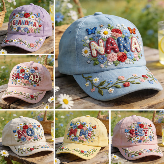 Geschenkidee für Mütter, Amerika Cottagecore Floral Mama - Personalisierte klassische Mütze