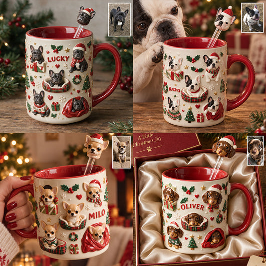 Weihnachtszeit - Personalisierbares Hundeset Akzentbecher mit Acrylrührern