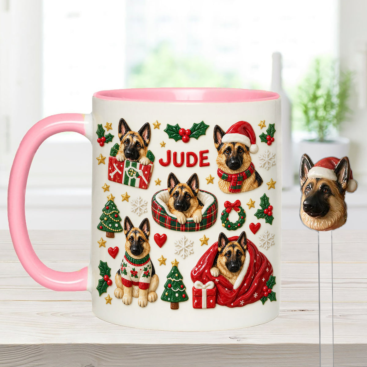 Christmas Time - Personalized Dog Set Accent Mug with Acrylic Stirrers