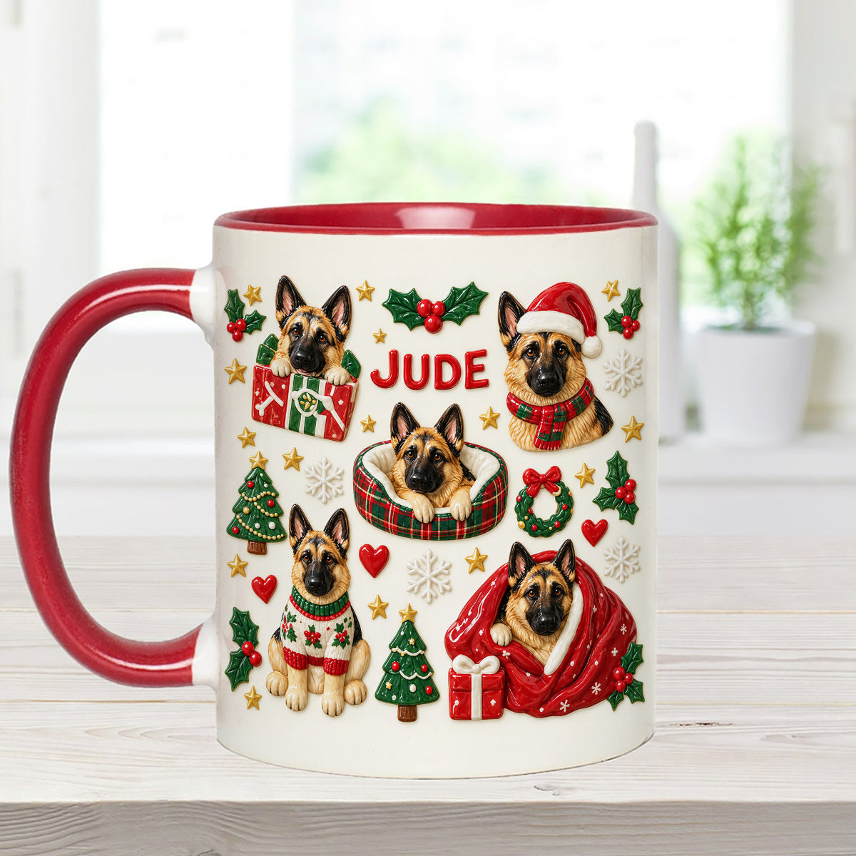Christmas Time - Personalized Dog Set Accent Mug with Acrylic Stirrers