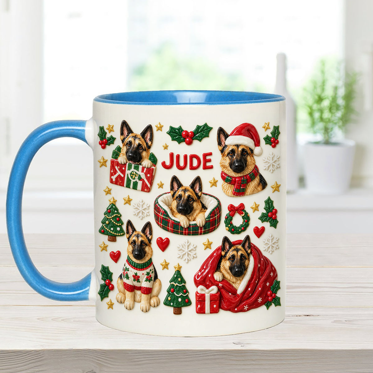 Christmas Time - Personalized Dog Set Accent Mug with Acrylic Stirrers