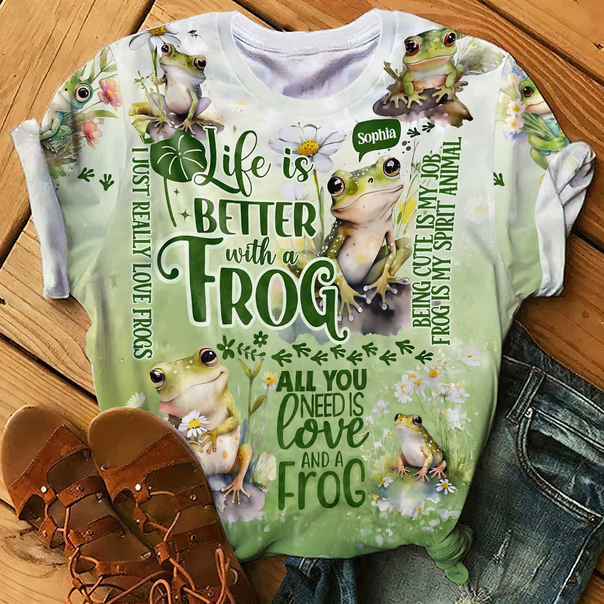 La vie est plus belle avec des grenouilles - T-shirt personnalisé avec des grenouilles