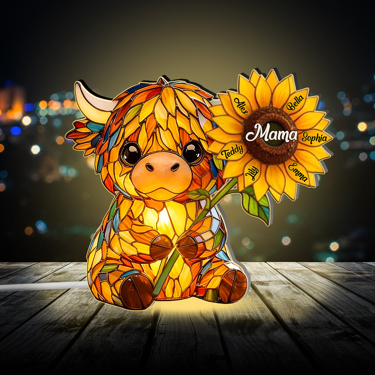 Mama Highland Cow - Personalized Highland Cow Acrylic LED Night Light