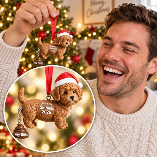 Joyeux Shitmas - Ornement de Chien Personnalisé avec Charme