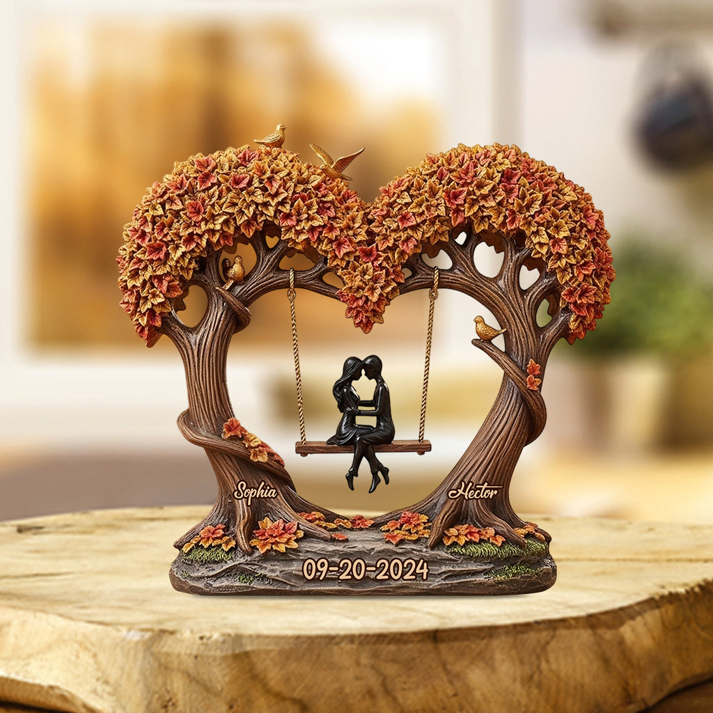 Romantic Love Tree - Personalized Couple Custom Shaped Acrylic Plaque