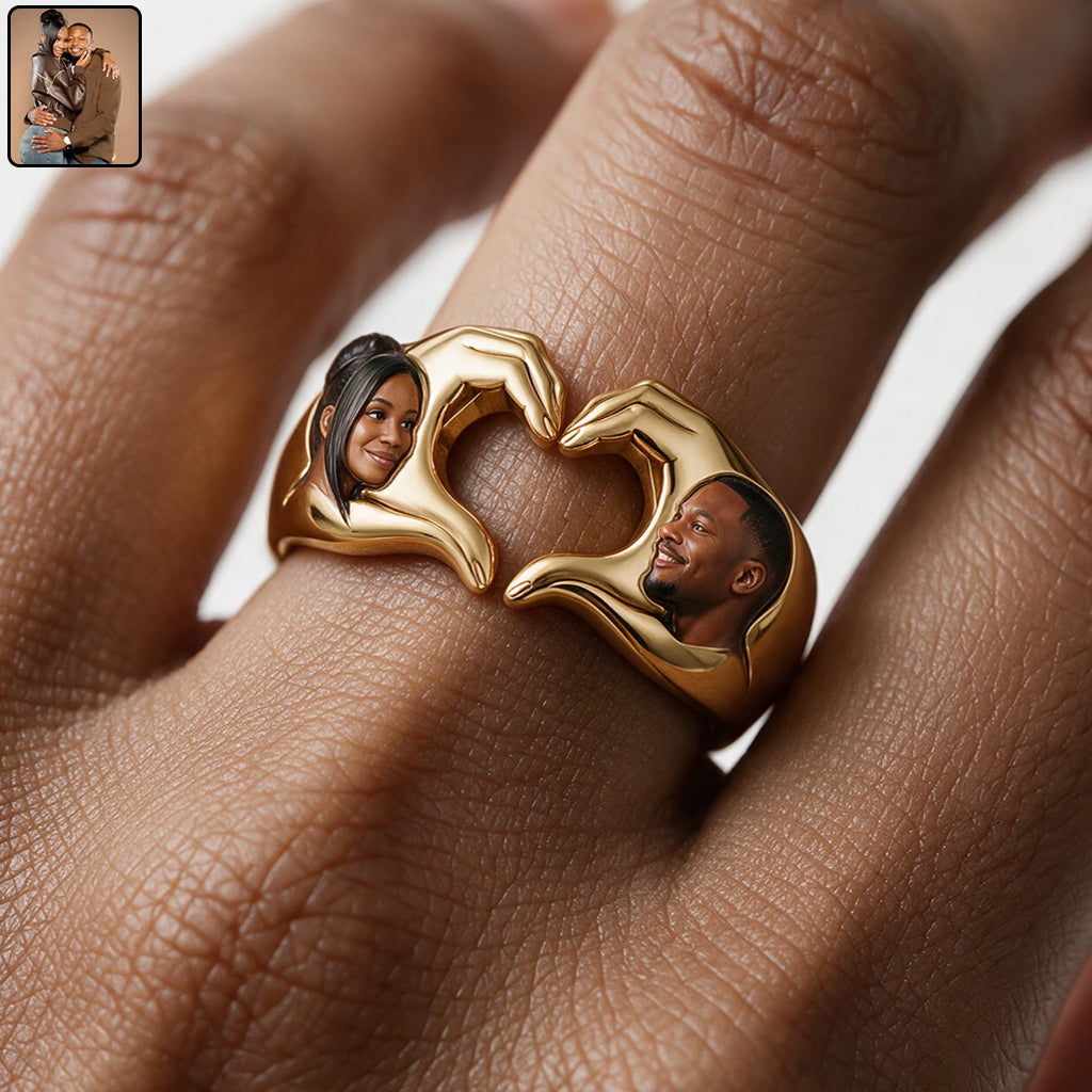 Hand Heart Ring - Personalized Couple Adjustable Shaped Ring