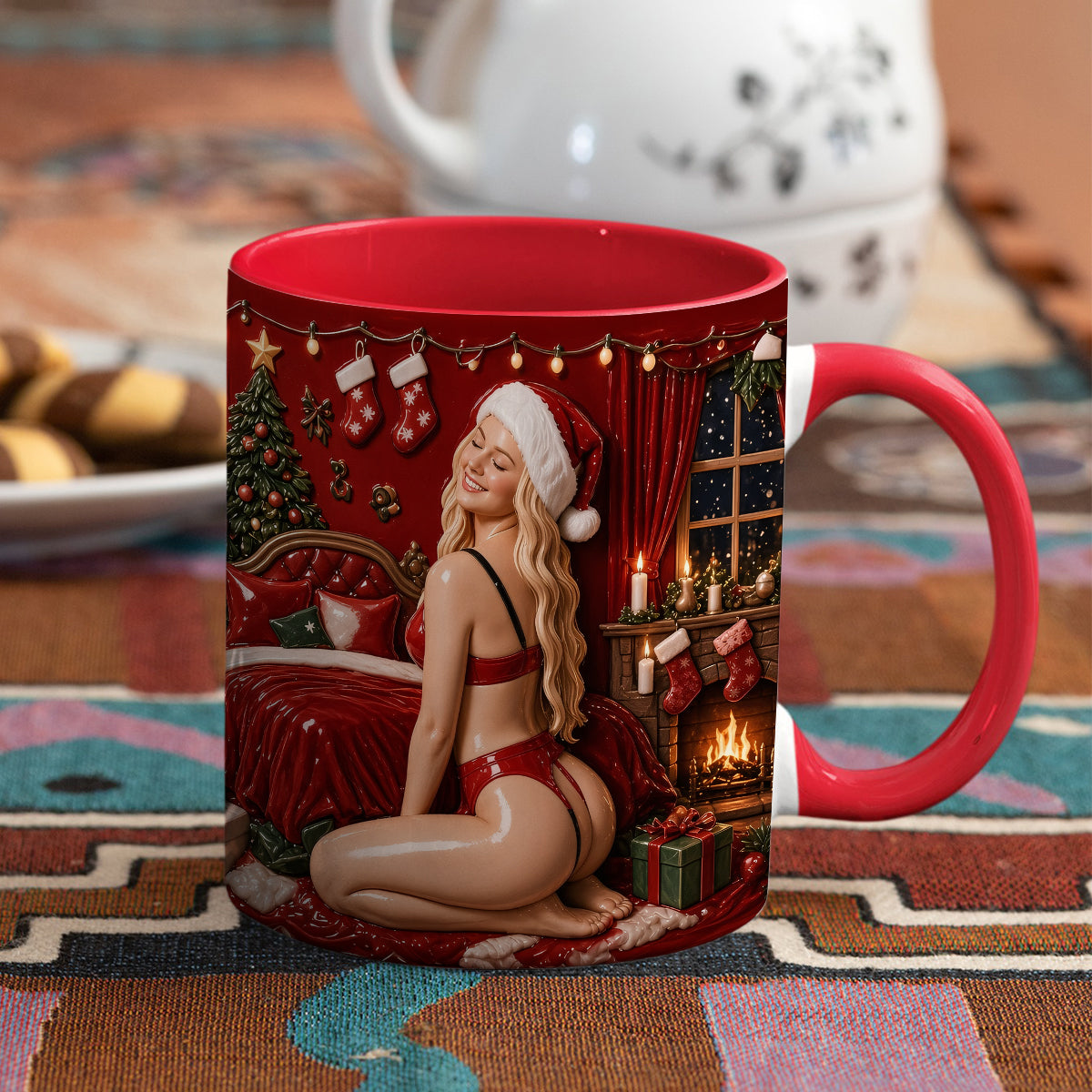 All I Want For Christmas Is You - Personalized Spicy Couple Bottom Printed Accent Mug