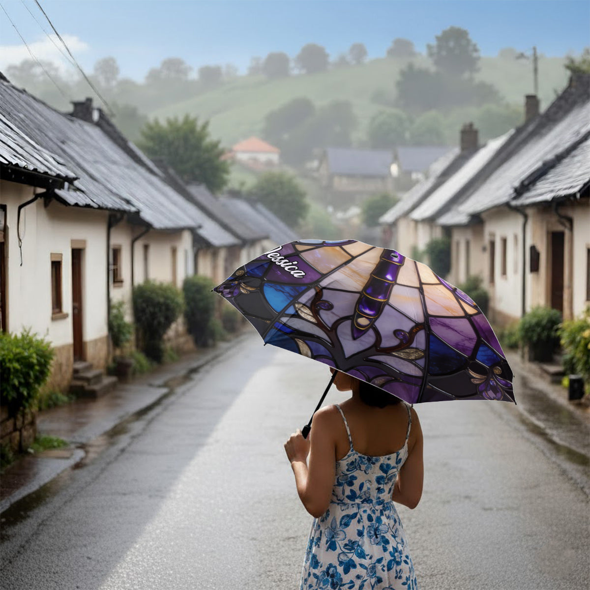 Majestätische Libelle – Personalisierter Libellen-Regenschirm