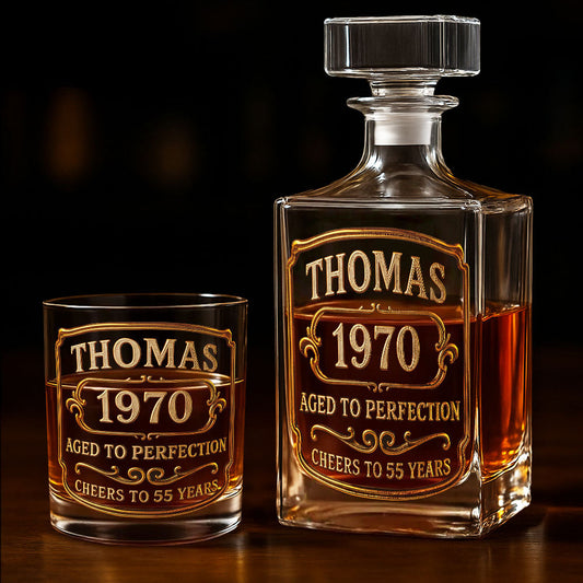 Geburtstagsgeschenk für Whisky- und Bourbon-Liebhaber – Personalisiertes Whisky-Dekanter-Set