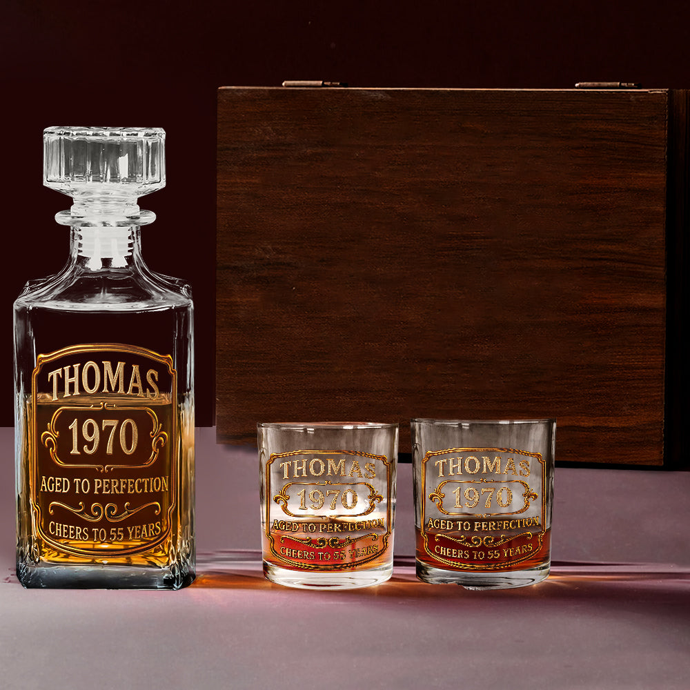 Geburtstagsgeschenk für Whisky- und Bourbon-Liebhaber – Personalisiertes Whisky-Dekanter-Set