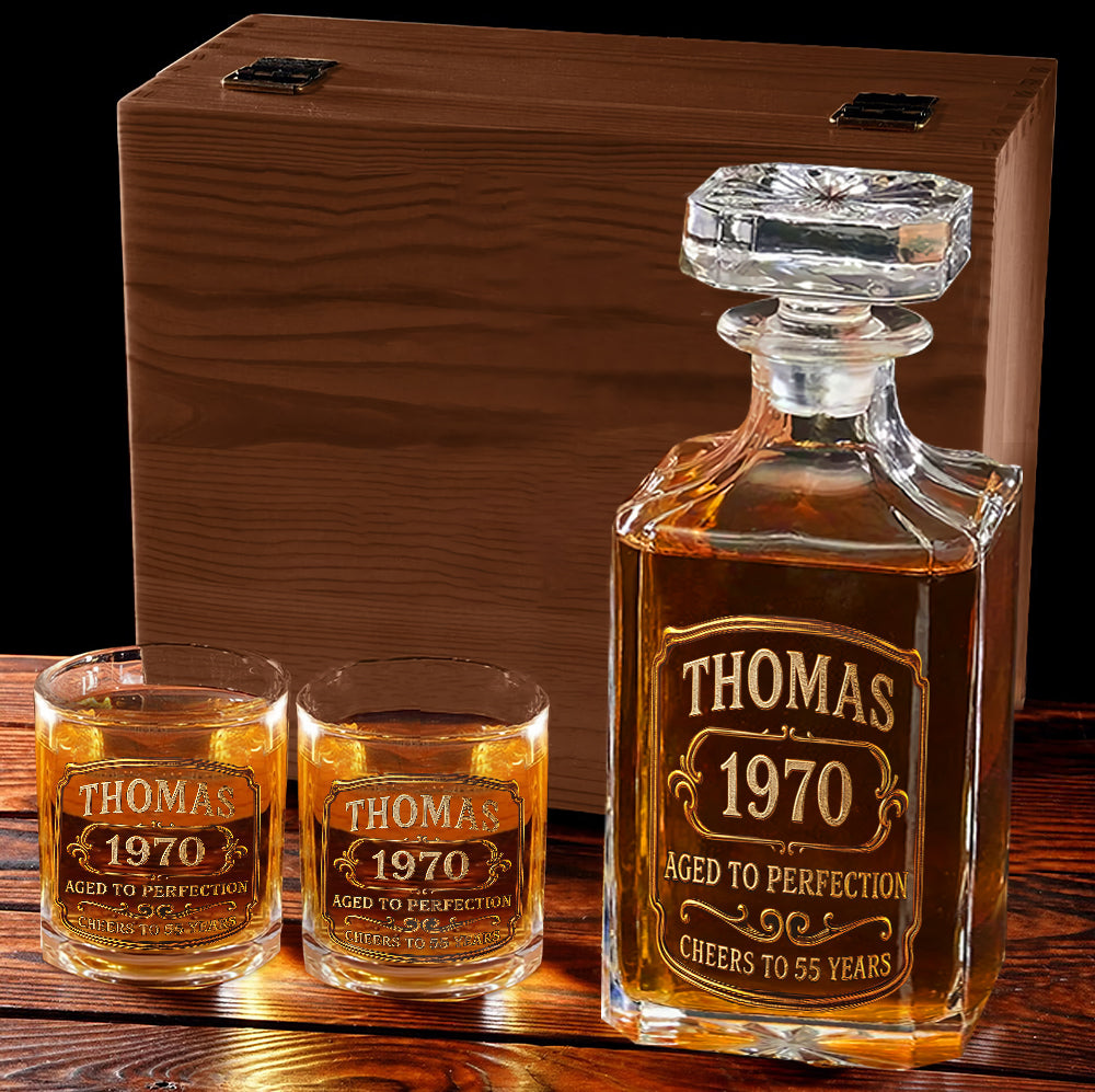 Geburtstagsgeschenk für Whisky- und Bourbon-Liebhaber – Personalisiertes Whisky-Dekanter-Set