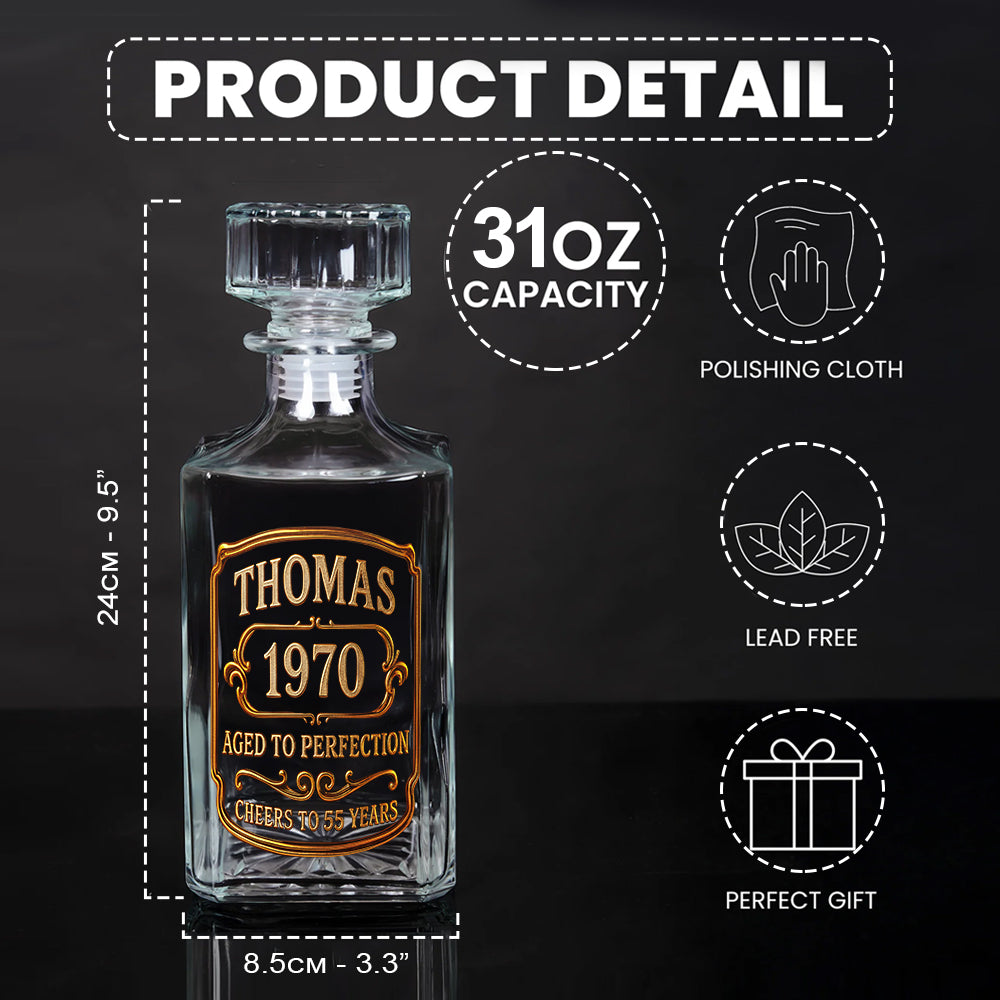 Geburtstagsgeschenk für Whisky- und Bourbon-Liebhaber – Personalisiertes Whisky-Dekanter-Set