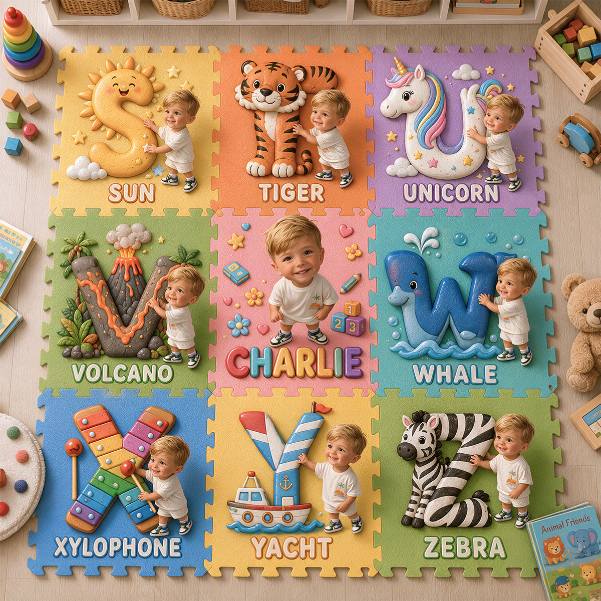 Lernalphabet - Personalisierte Schaumstoff-Puzzlematte für Kinder