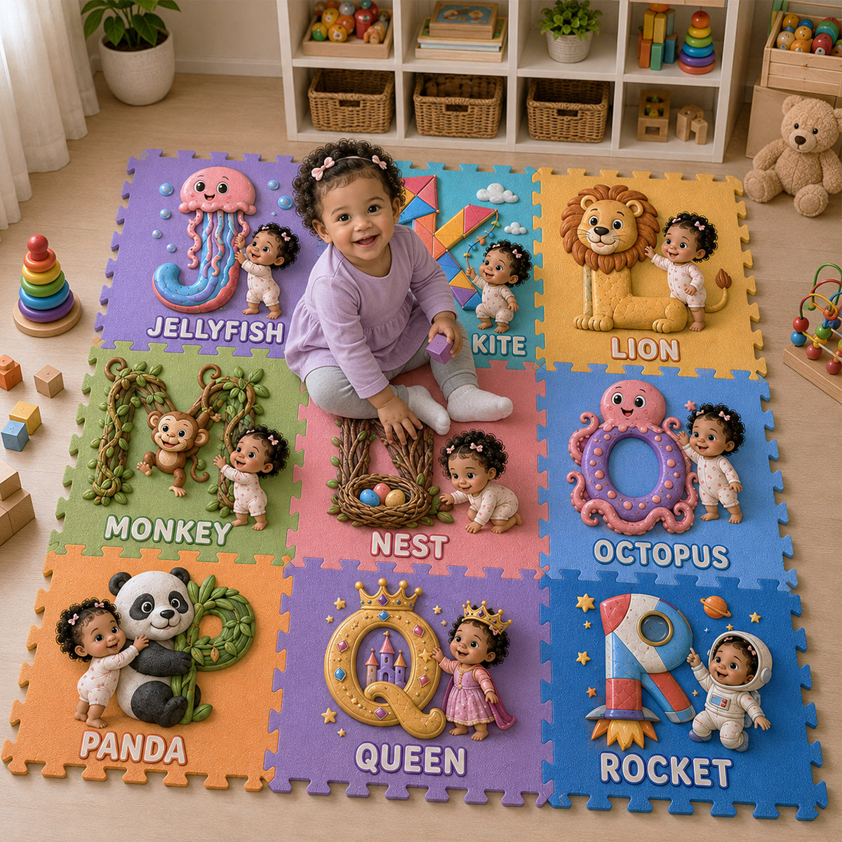 Lernalphabet - Personalisierte Schaumstoff-Puzzlematte für Kinder