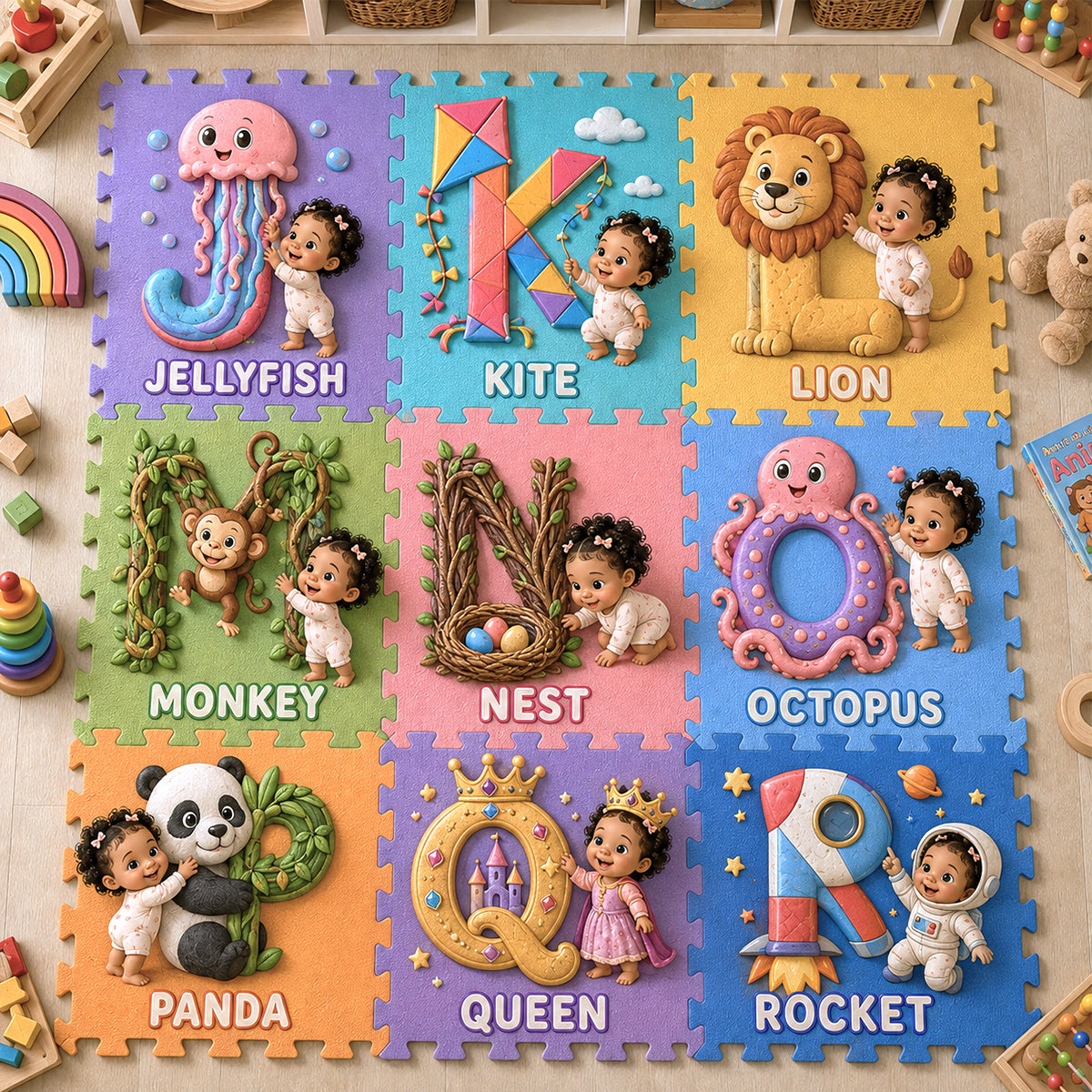 Lernalphabet - Personalisierte Schaumstoff-Puzzlematte für Kinder