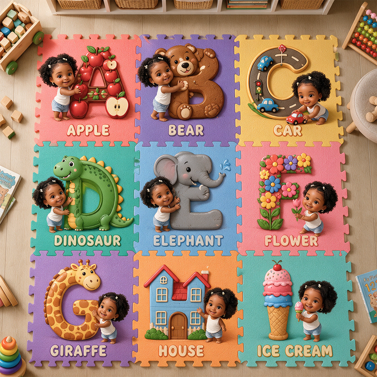 Lernalphabet - Personalisierte Schaumstoff-Puzzlematte für Kinder