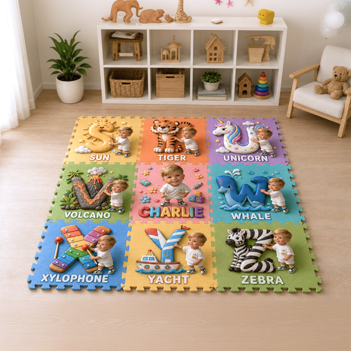 Lernalphabet - Personalisierte Schaumstoff-Puzzlematte für Kinder
