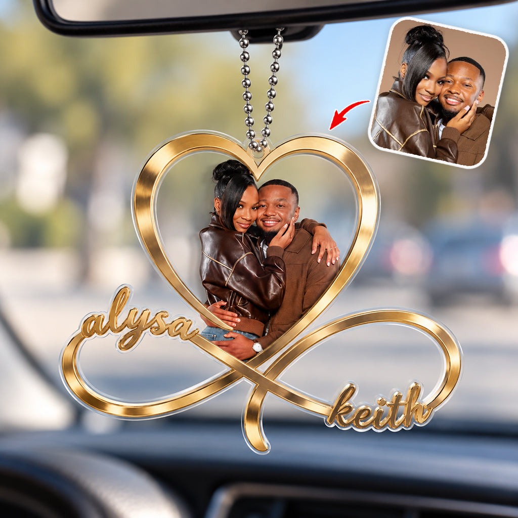 Love You Infinite, Custom From Any Photo - Personalized Couple Transparent Car Ornament