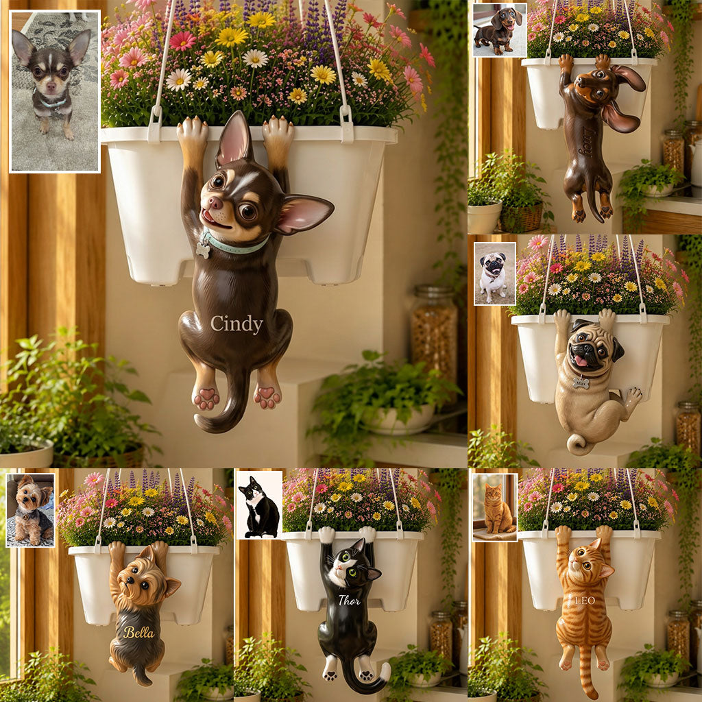 Pot Suspendu Personnalisé Photo Amusante - Pot de Fleurs pour Chien