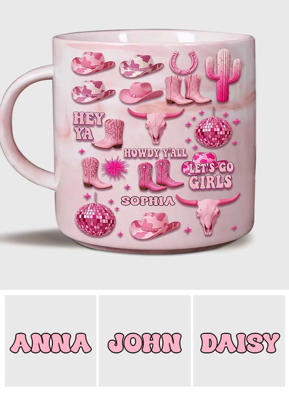 Mug marbré personnalisé « Cowgirl rose »