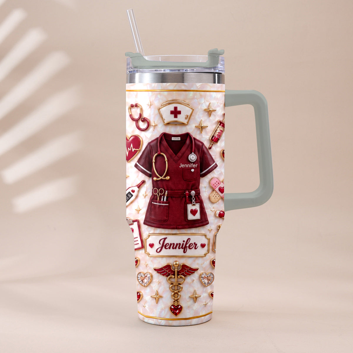 Nurse Funny Relax Gift - Personalized Nurse Tumbler With Handle & Posable Doll