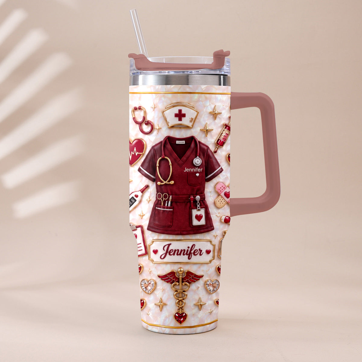 Nurse Funny Relax Gift - Personalized Nurse Tumbler With Handle & Posable Doll