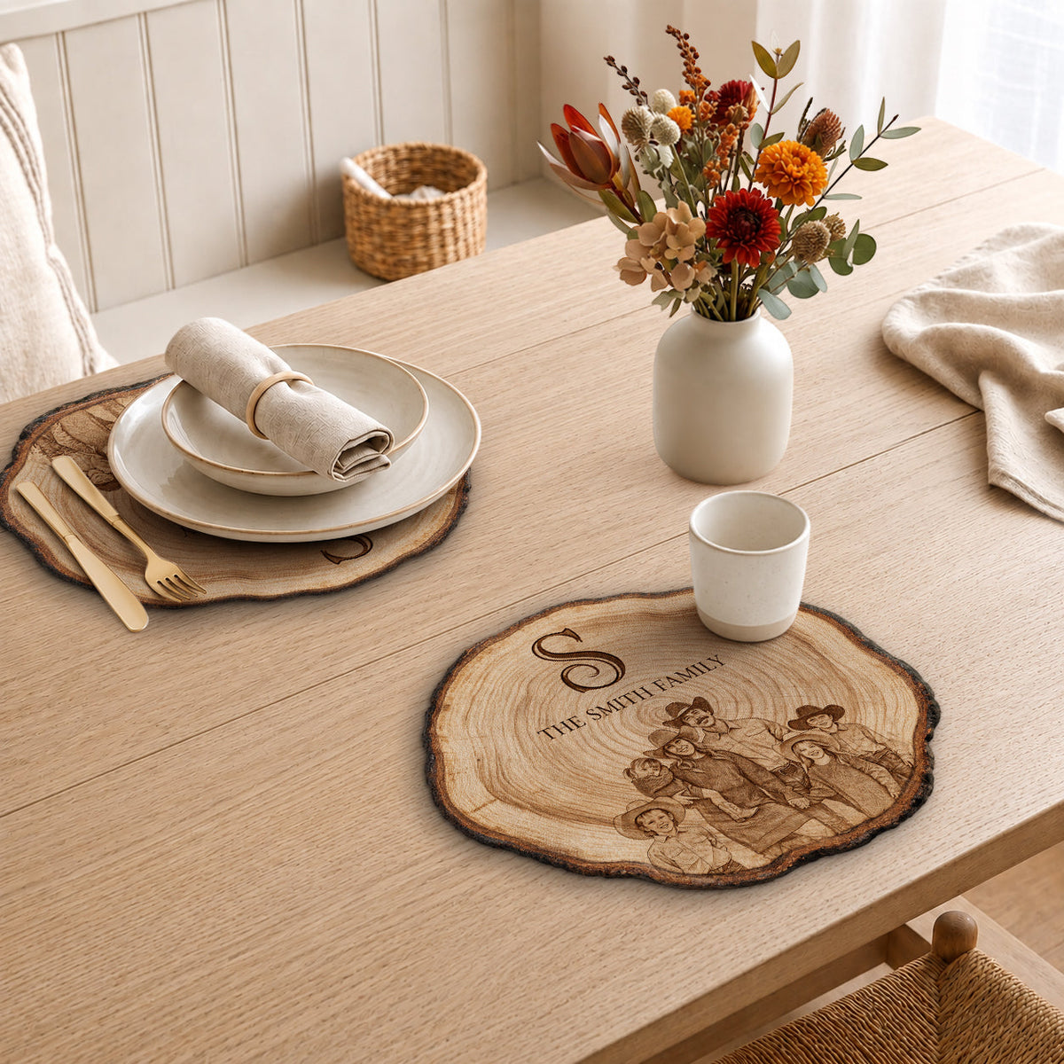 Rustic Engraved Family Tree Style - Personalized Family Custom Shape Placemat