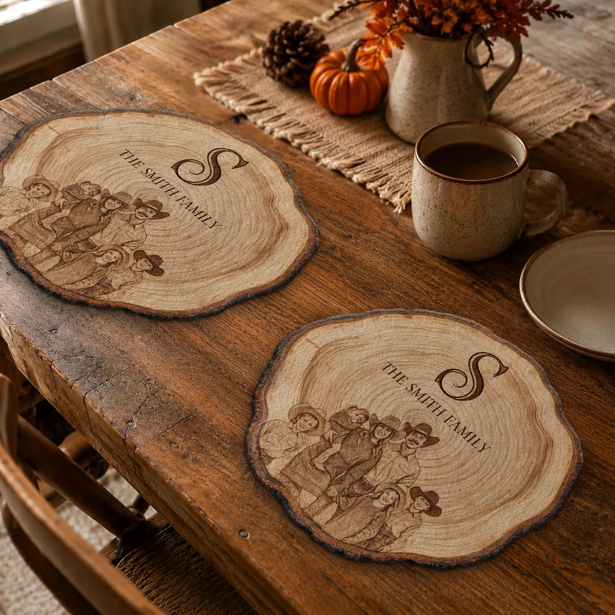 Rustic Engraved Family Tree Style - Personalized Family Custom Shape Placemat