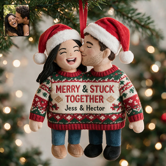 Joyeux & Accrochés à Vous - Ornement en Peluche Personnalisé pour Couple