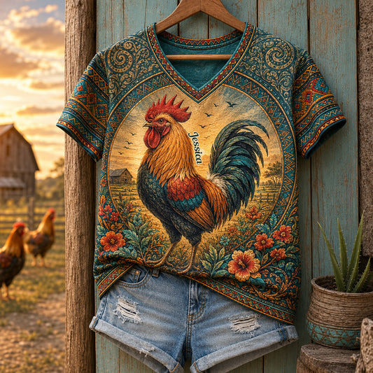 Just A Girl Who Loves Chicken - Personalized Chicken Fully Printed V-Neck T-Shirt