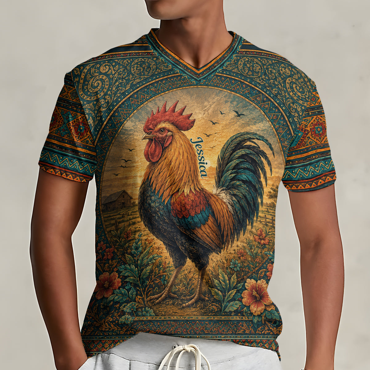 Just A Girl Who Loves Chicken - Personalized Chicken Fully Printed V-Neck T-Shirt