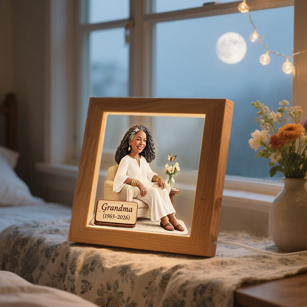Custom Any Photo - Personalized Memorial Wooden Frame LED Light