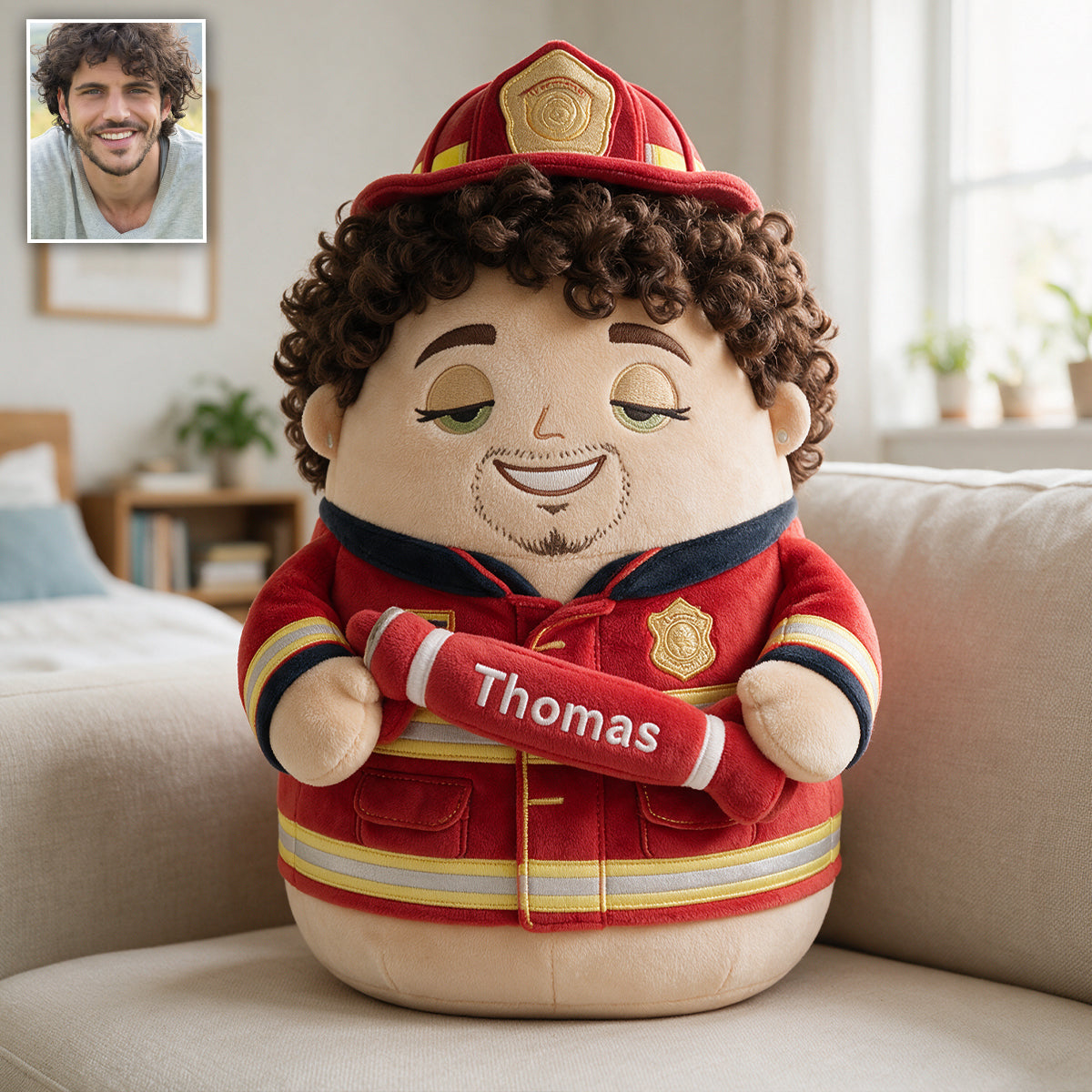 Personalisierte Feuerwehr Premium Kunstfellkissen aus jedem Foto
