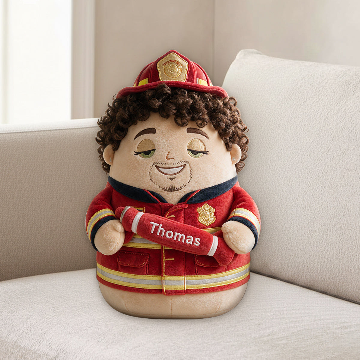 Personalisierte Feuerwehr Premium Kunstfellkissen aus jedem Foto