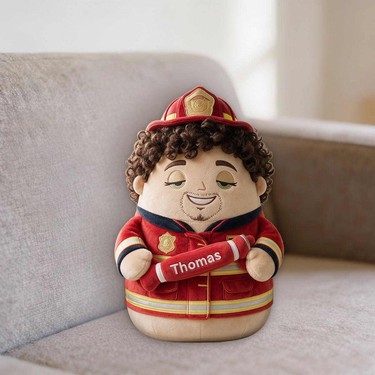 Personalisierte Feuerwehr Premium Kunstfellkissen aus jedem Foto