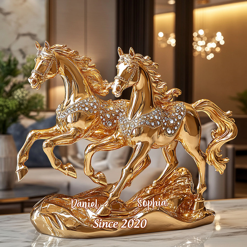 Magnifique couple de chevaux - Plaque acrylique personnalisée en forme de cheval